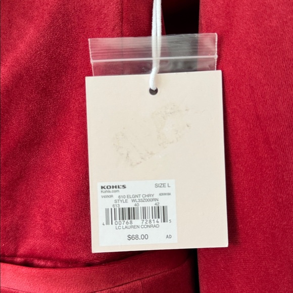 LC Lauren Conrad NWT Double Breasted Notch Collar Velvet Blazer Red Size Large - Picture 5 of 8